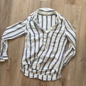 cloth & stone Cream Top with Navy Stripes
